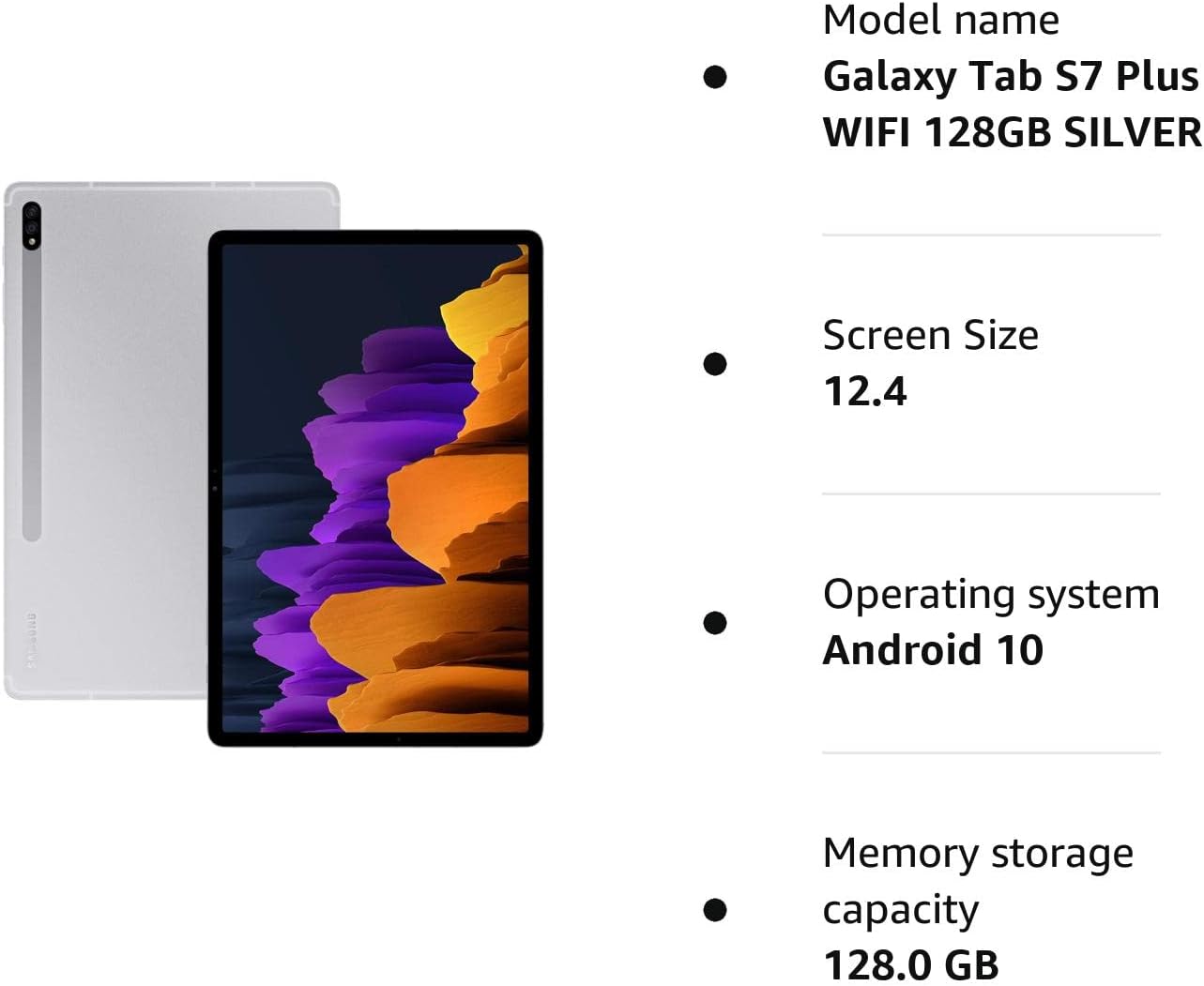 Samsung Galaxy Tab S7+ Wi-Fi Android Tablet Mystic - Silver